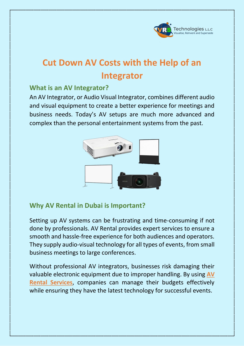 cut down av costs with the help of an integrator l.w