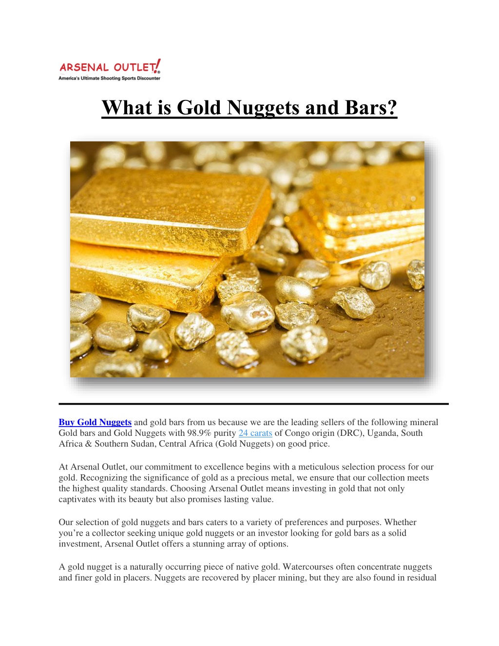 what is gold nuggets and bars l.w