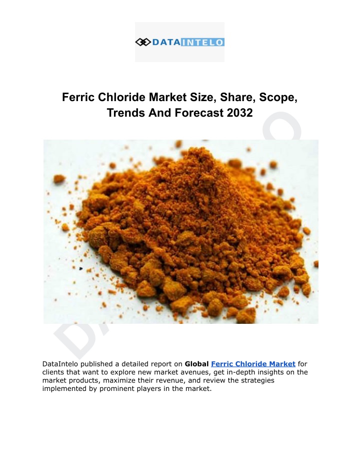 ferric chloride market size share scope trends n.w
