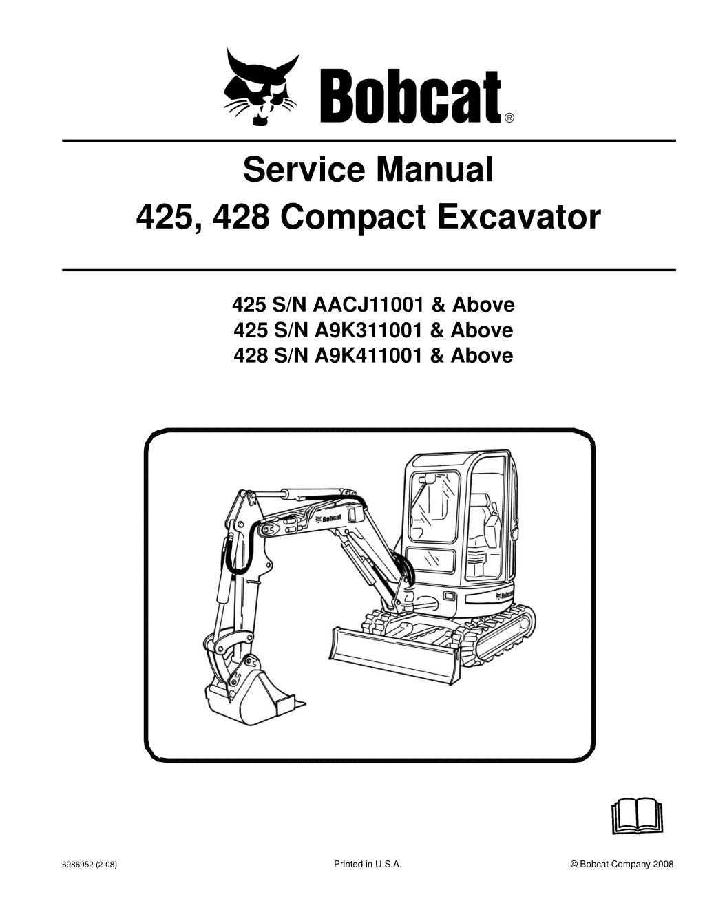 service manual 425 428 compact excavator l.w