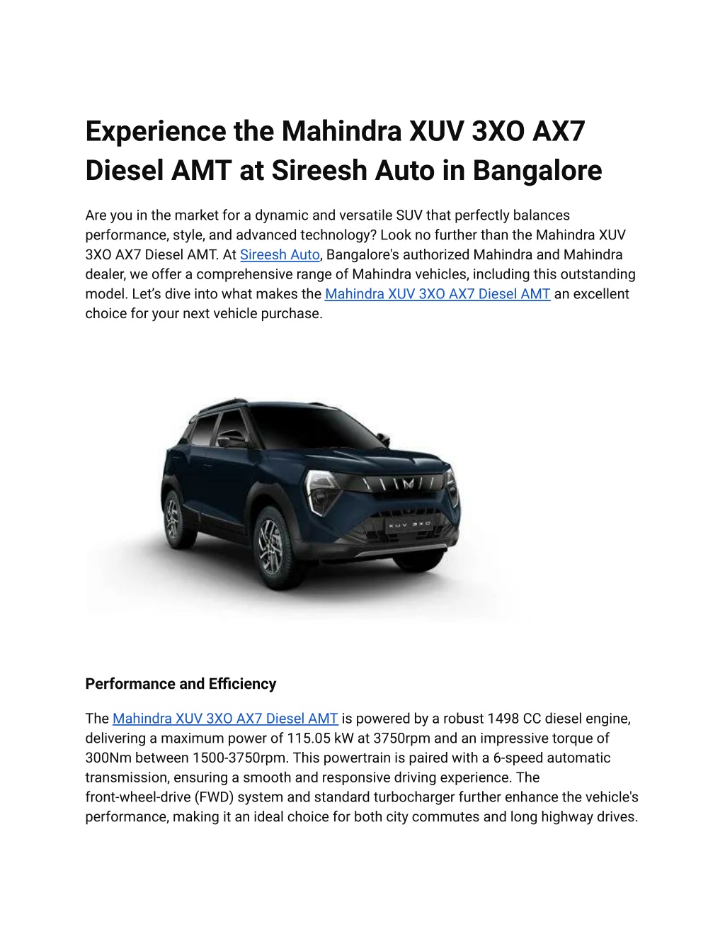 experience the mahindra xuv 3xo ax7 diesel l.w