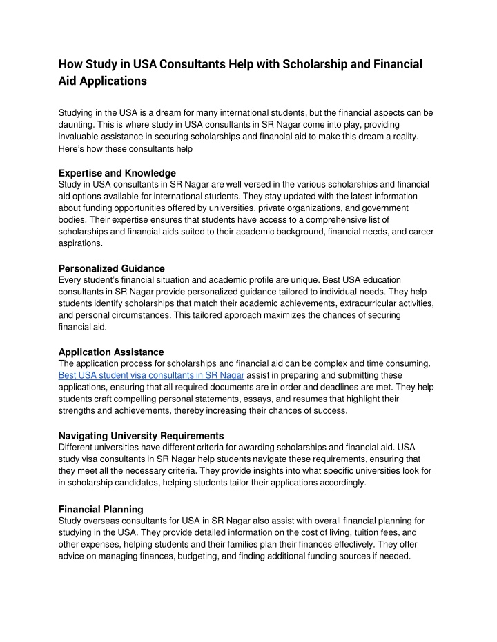 How Study in USA Consultants Help with Scholarship and Financial Aid Applications