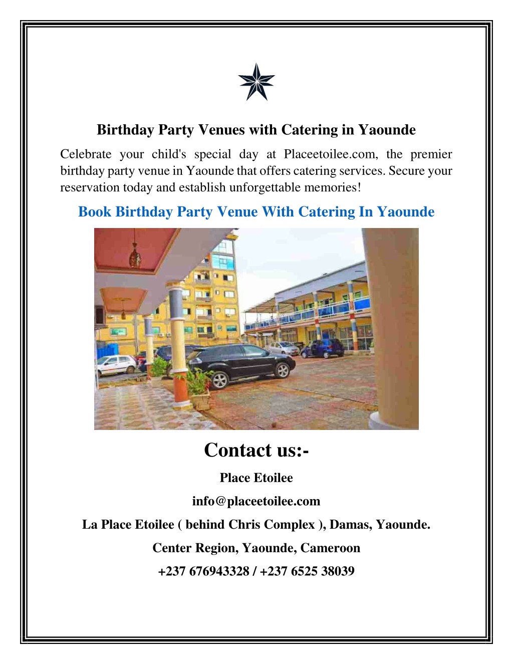 birthday party venues with catering in yaounde l.w