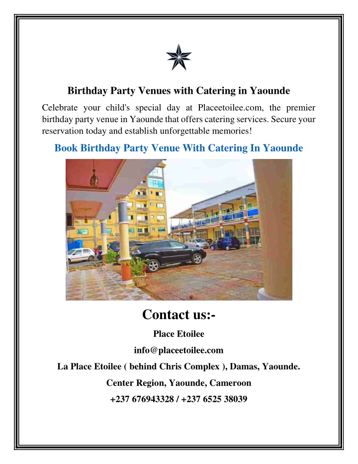 birthday party venues with catering in yaounde n.w