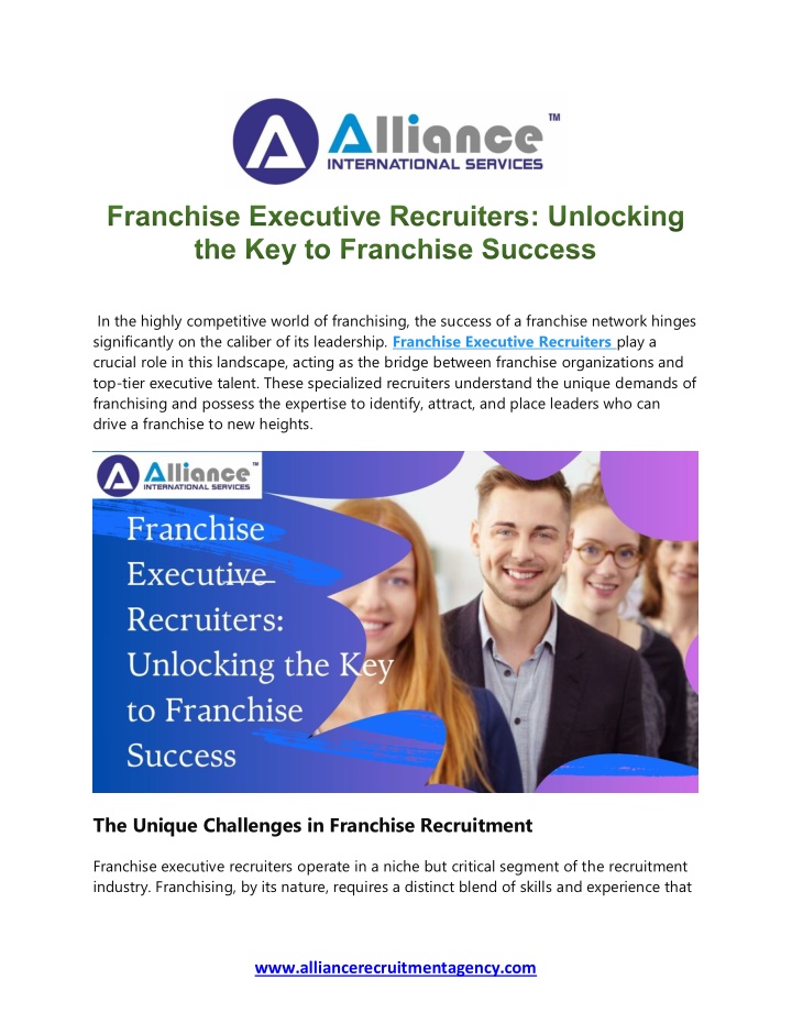 in the highly competitive world of franchising n.w