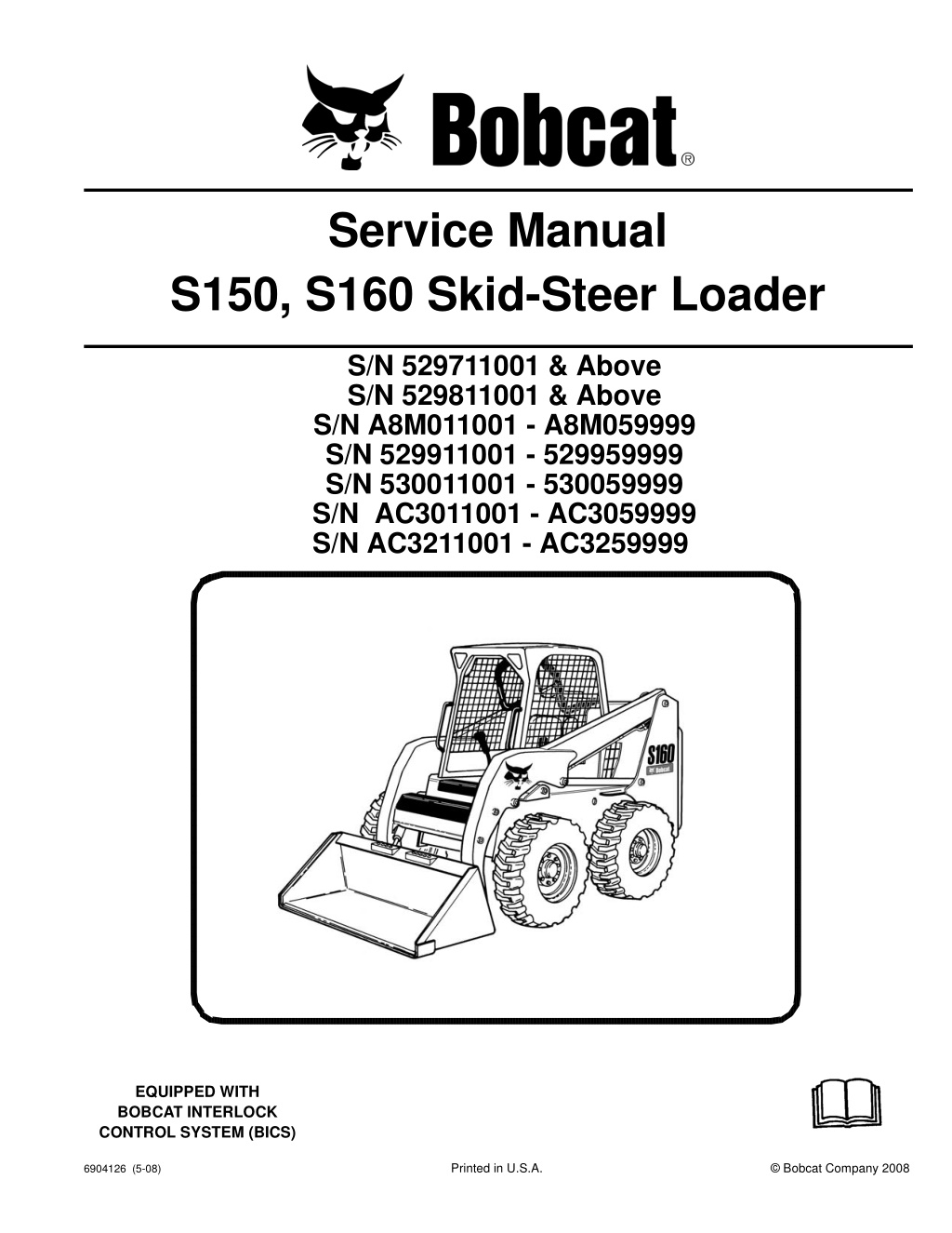 service manual s150 s160 skid steer loader l.w