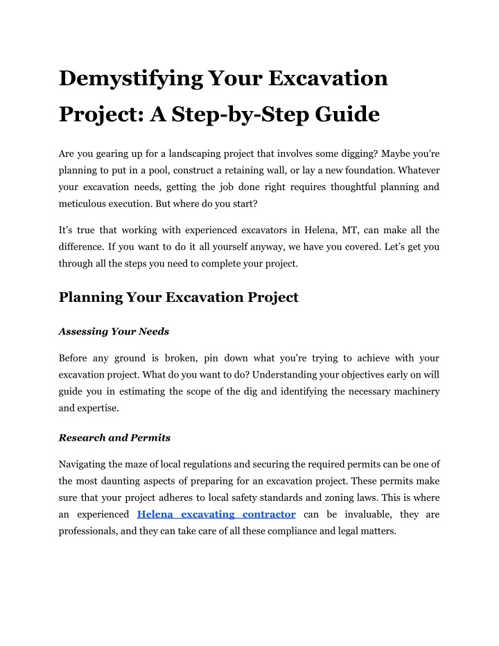 demystifying your excavation n.w