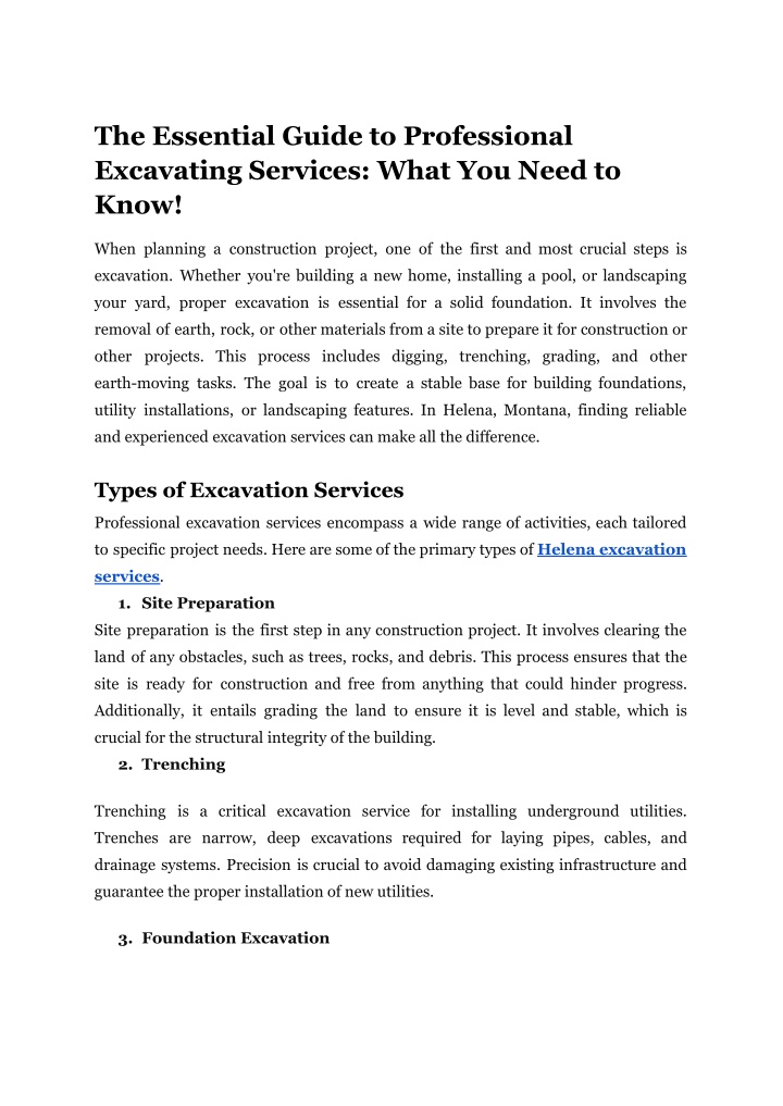 the essential guide to professional excavating n.w