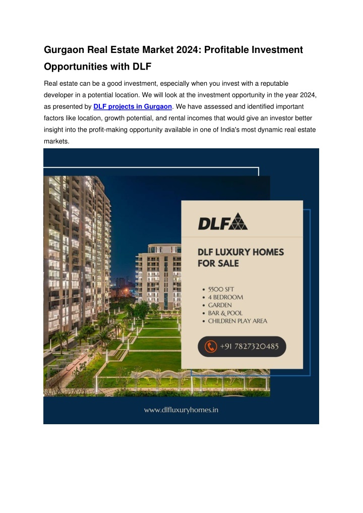 gurgaon real estate market 2024 profitable n.w