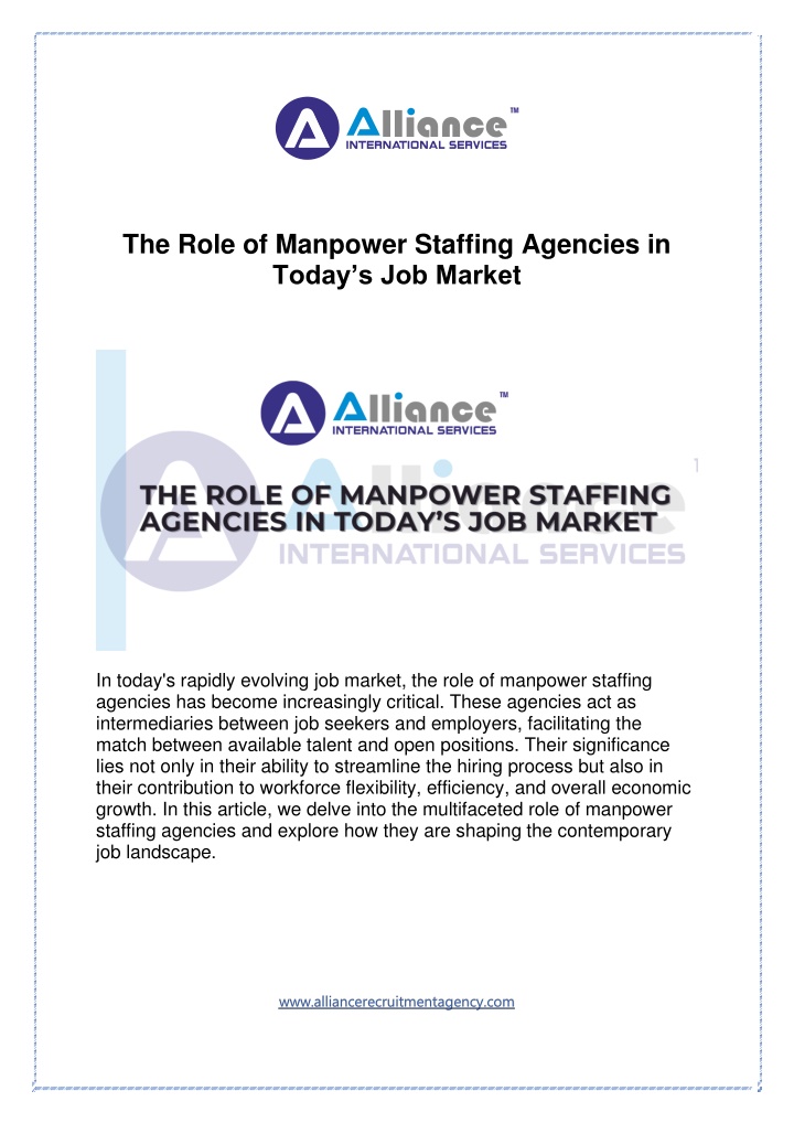 the role of manpower staffing agencies in today n.w