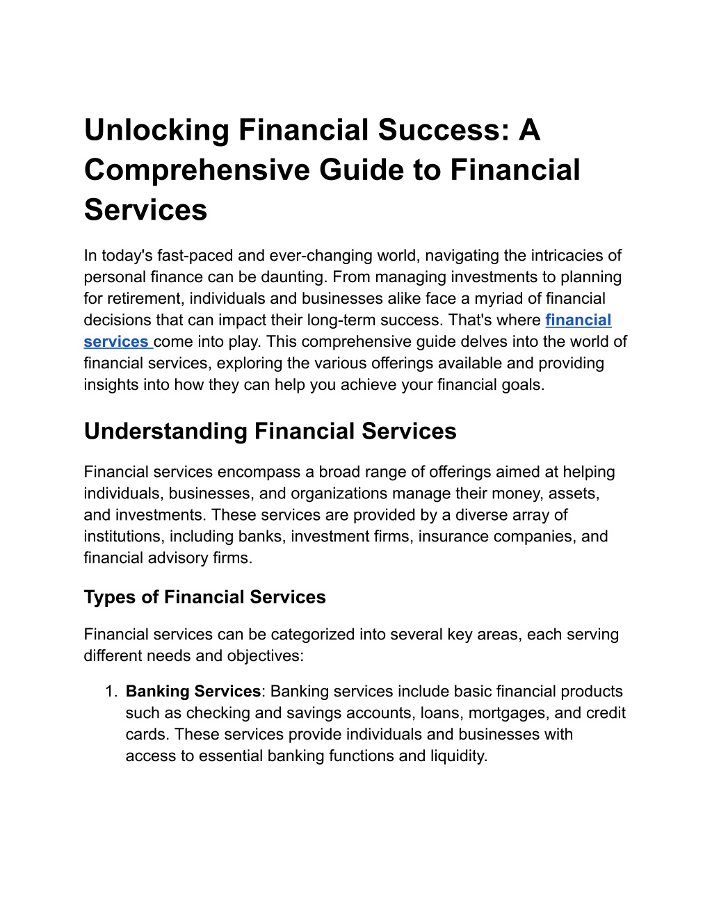 unlocking financial success a comprehensive guide l.w