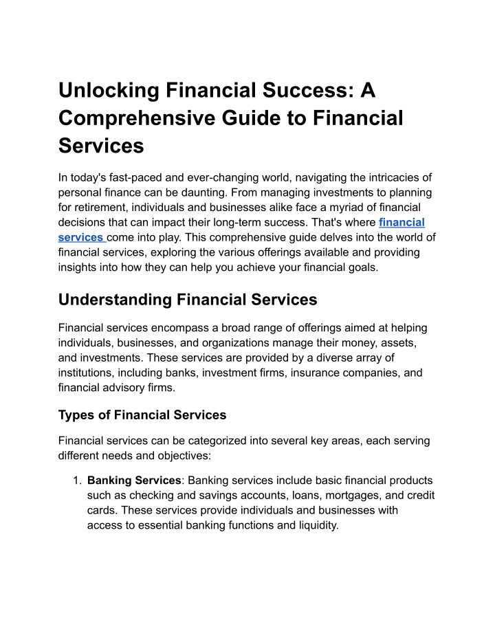 unlocking financial success a comprehensive guide n.w