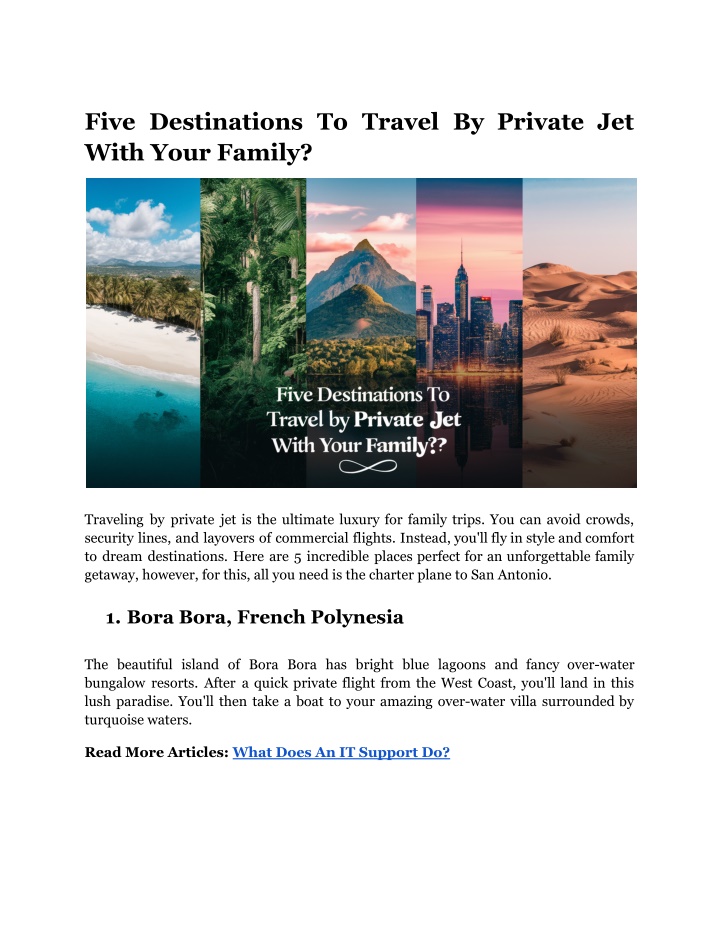 five destinations to travel by private jet with n.w