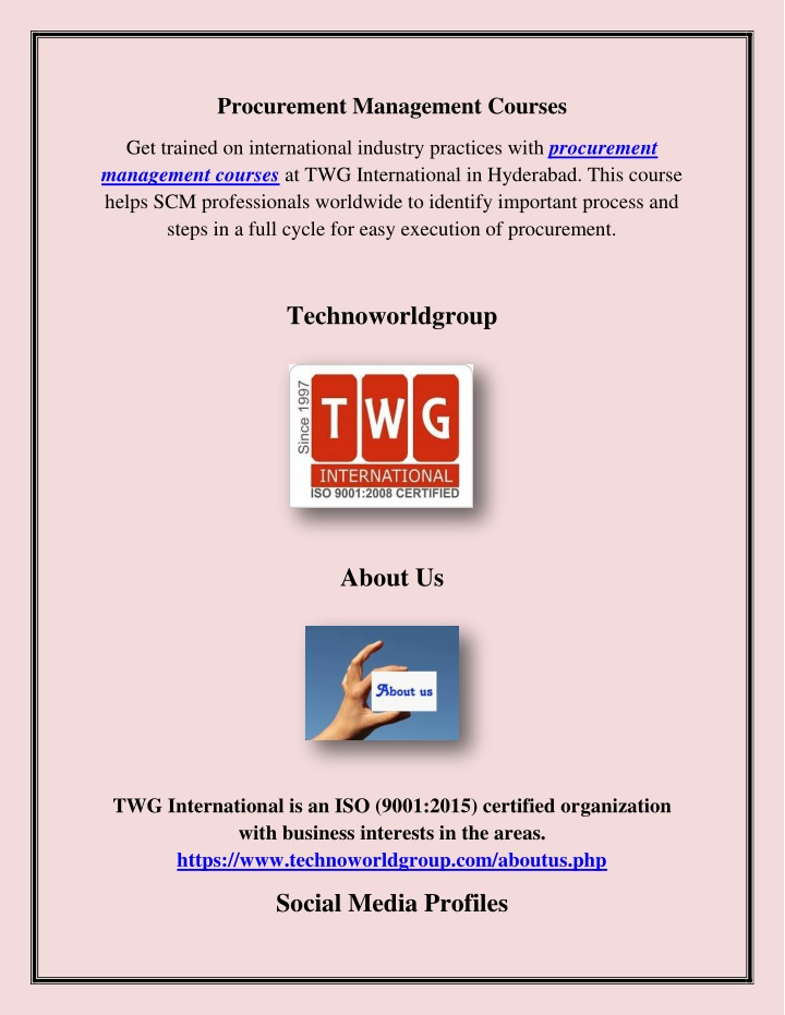 procurement management courses n.w