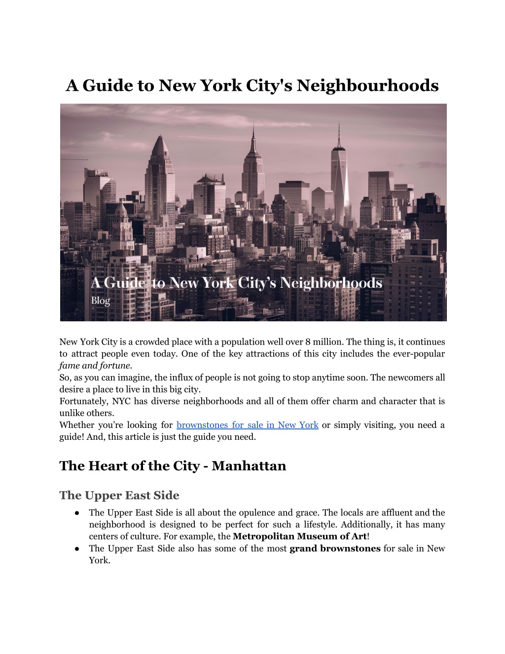 a guide to new york city s neighbourhoods l.w