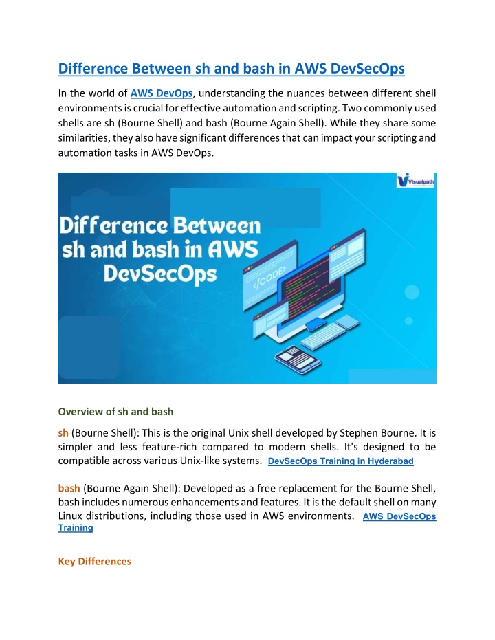 difference between sh and bash in aws devsecops n.w