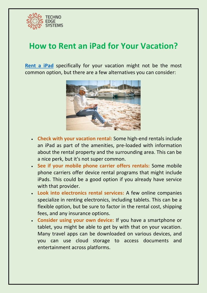 how to rent an ipad for your vacation n.w