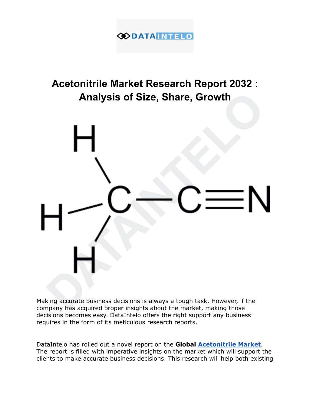 acetonitrile market research report 2032 analysis l.w