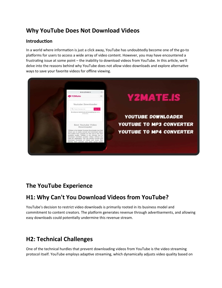 why youtube does not download videos n.w