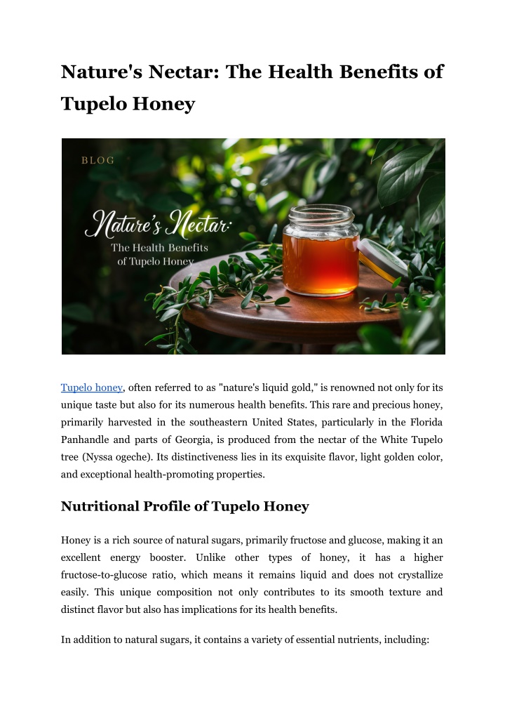 nature s nectar the health benefits of n.w