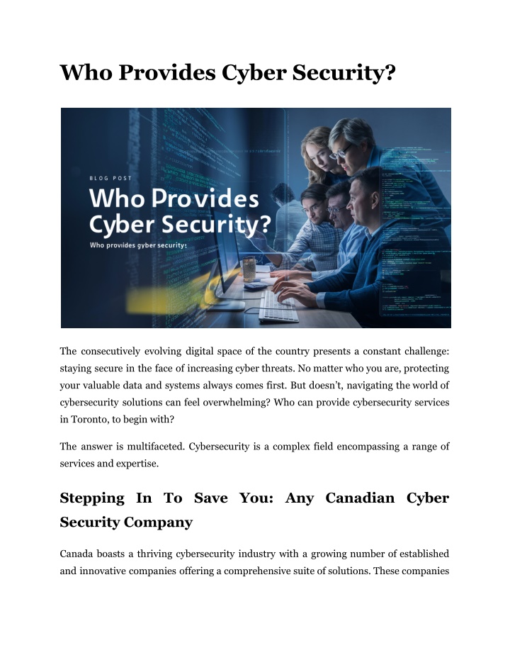 who provides cyber security n.w