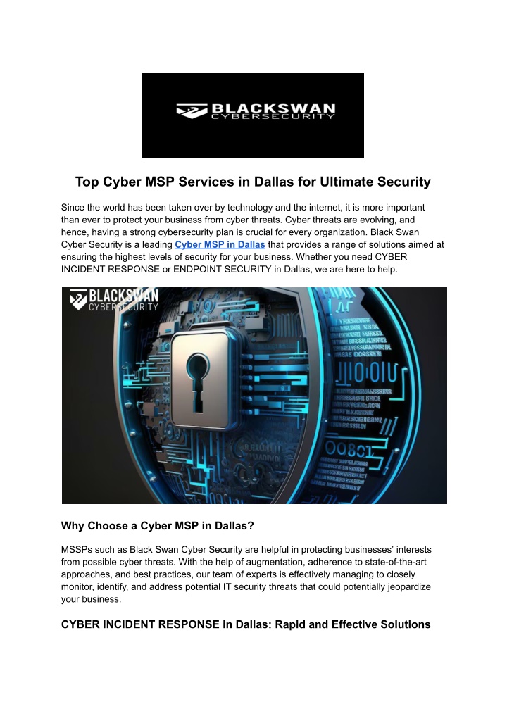 top cyber msp services in dallas for ultimate n.w