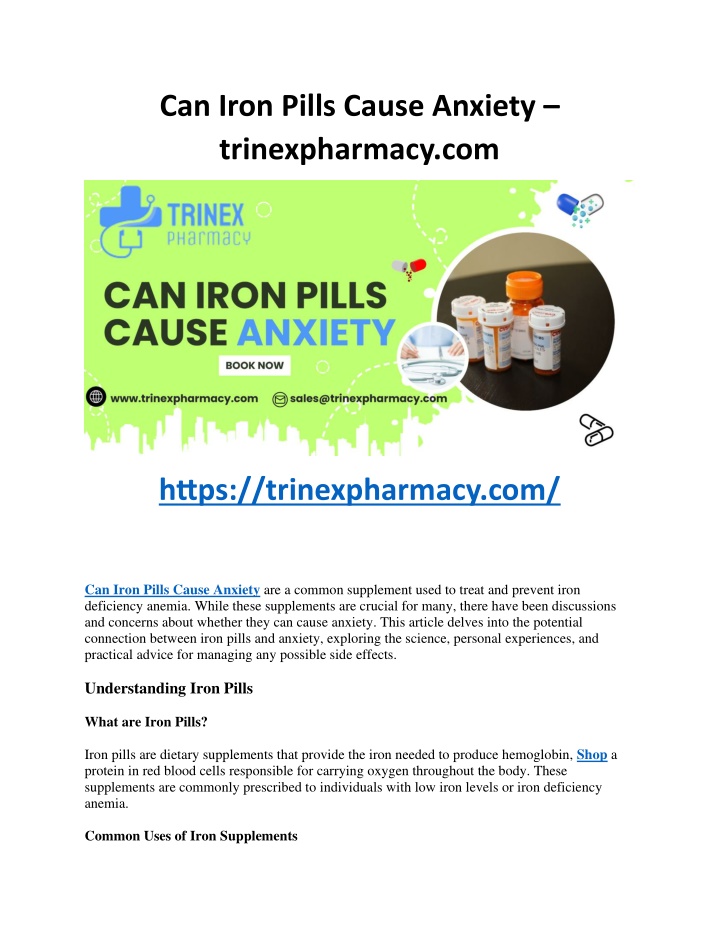 can iron pills cause anxiety trinexpharmacy com n.w