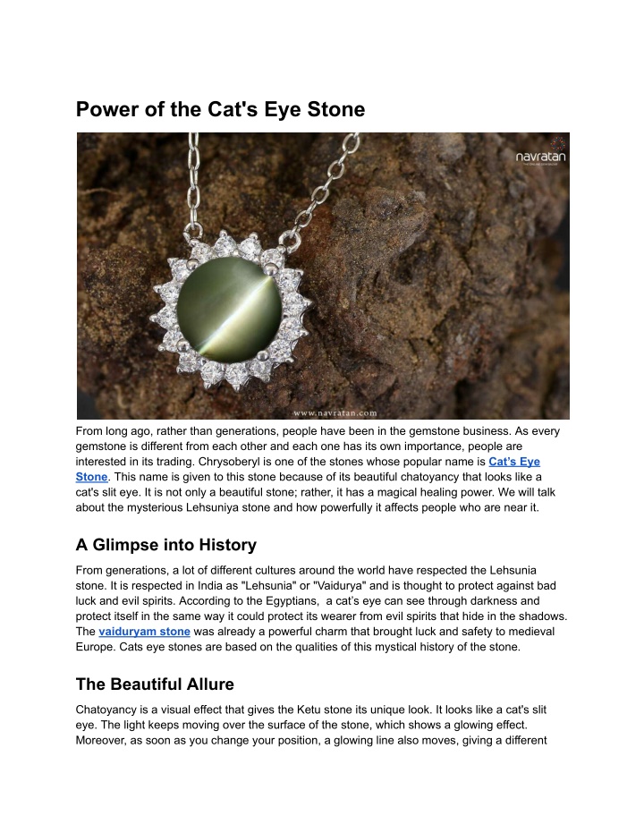 power of the cat s eye stone n.w