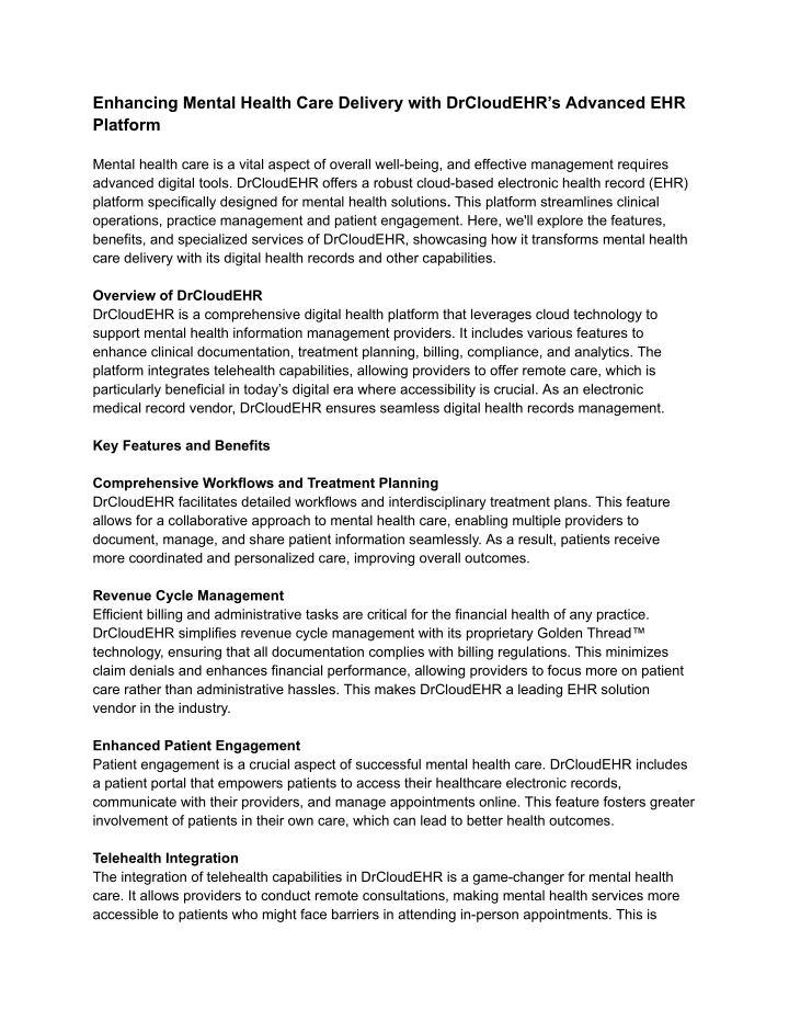 enhancing mental health care delivery with n.w