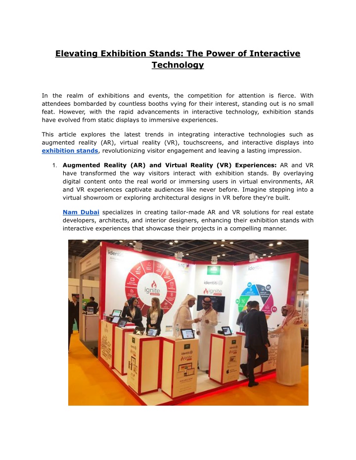 elevating exhibition stands the power n.w