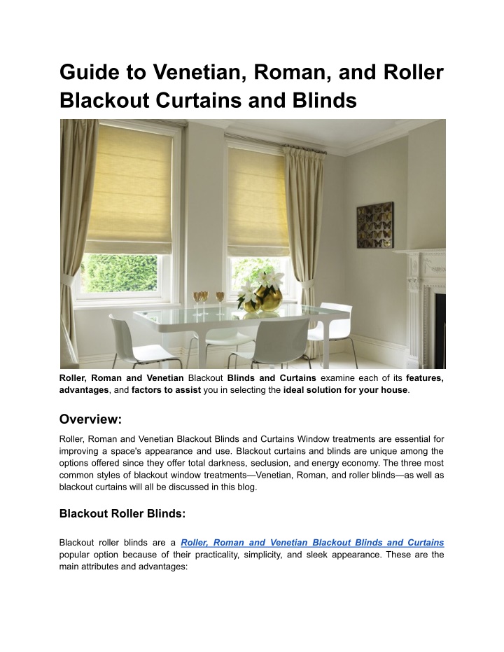 guide to venetian roman and roller blackout n.w
