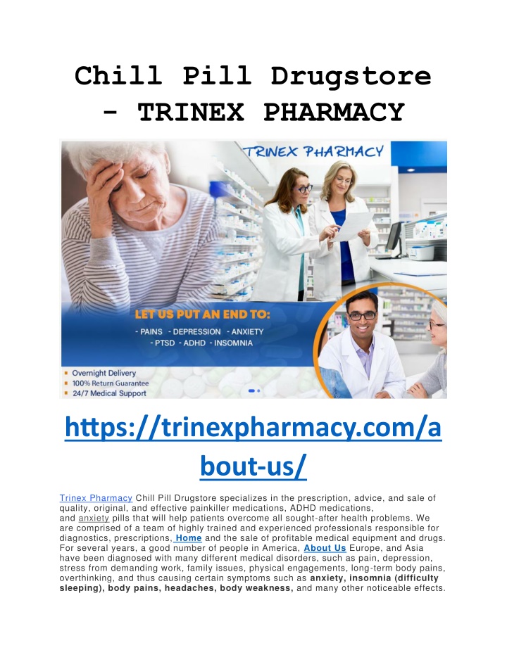 chill pill drugstore trinex pharmacy n.w