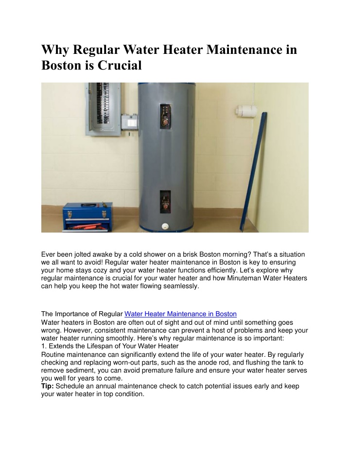 why regular water heater maintenance in boston n.w