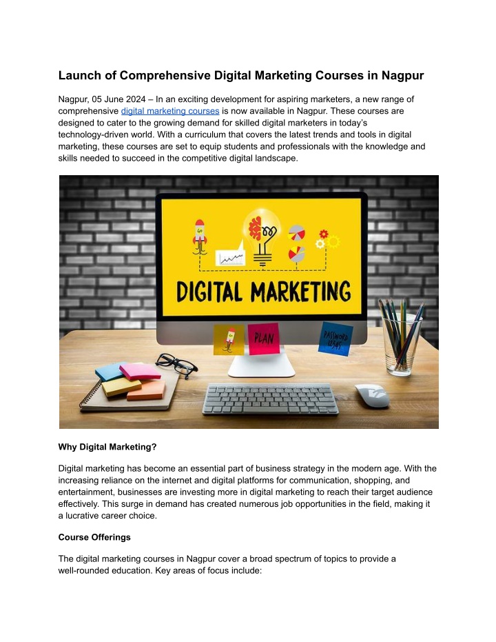 launch of comprehensive digital marketing courses n.w