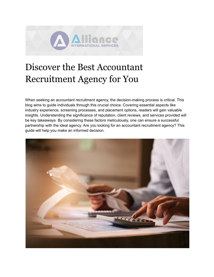 discover the best accountant recruitment agency n.w