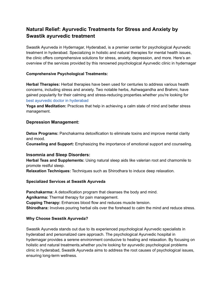 natural relief ayurvedic treatments for stress n.w