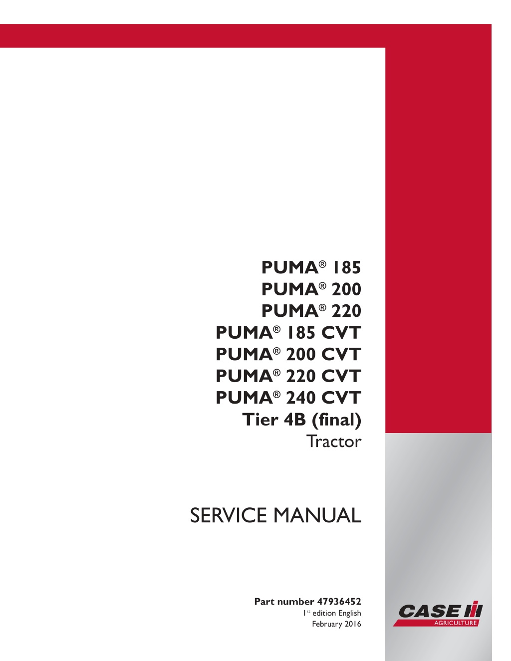 puma 185 puma 200 puma 220 puma 185 cvt puma l.w