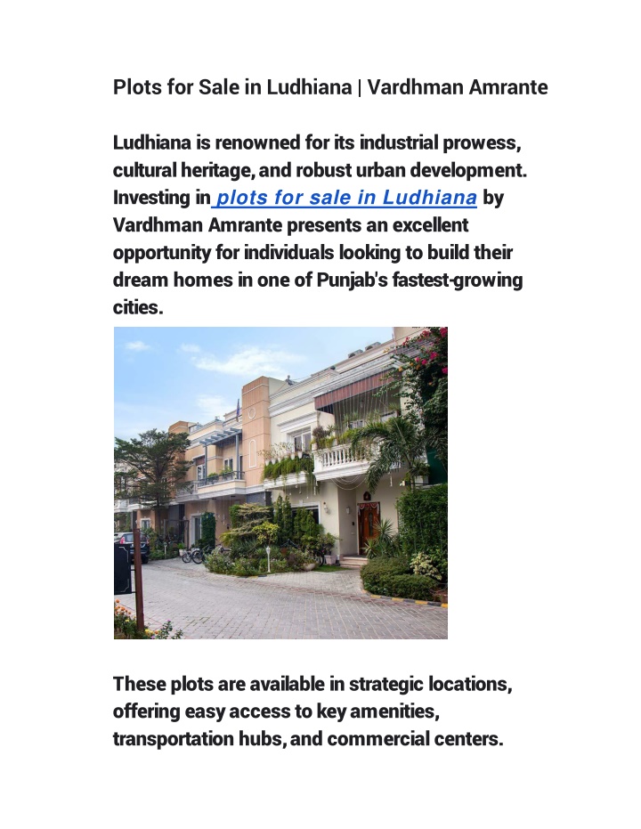 Plots for Sale in Ludhiana | Vardhman Amrante