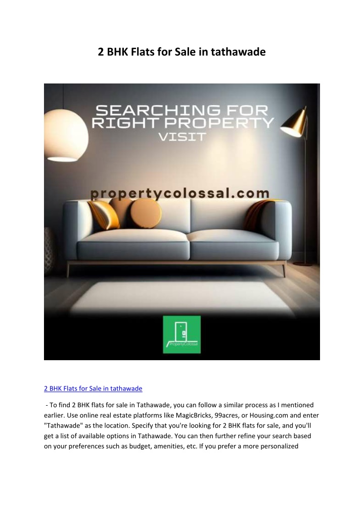 2 bhk flats for sale in tathawade n.w