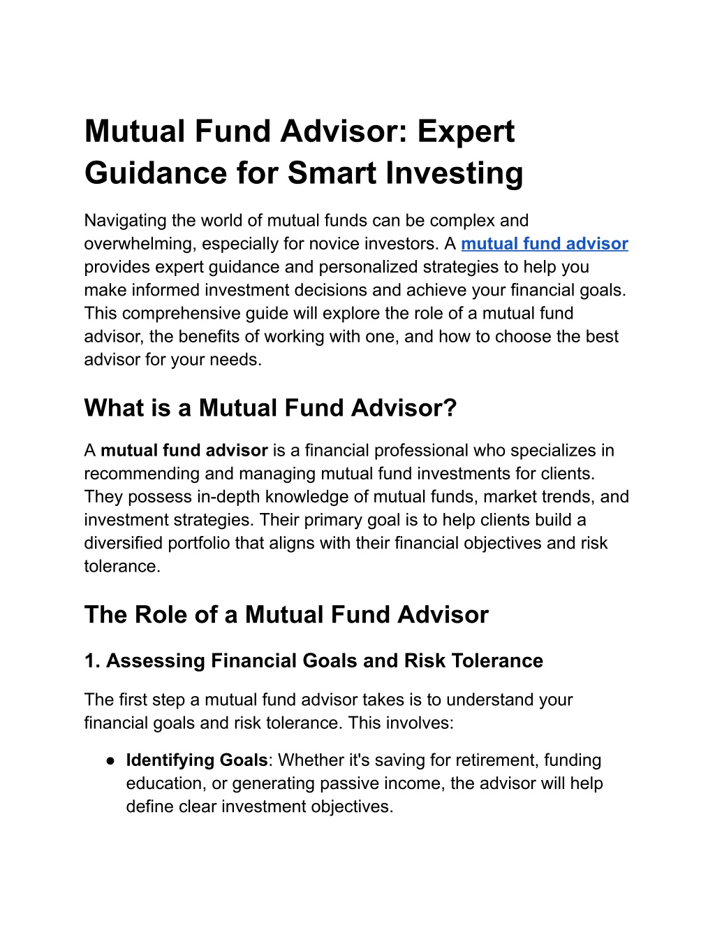 mutual fund advisor expert guidance for smart l.w