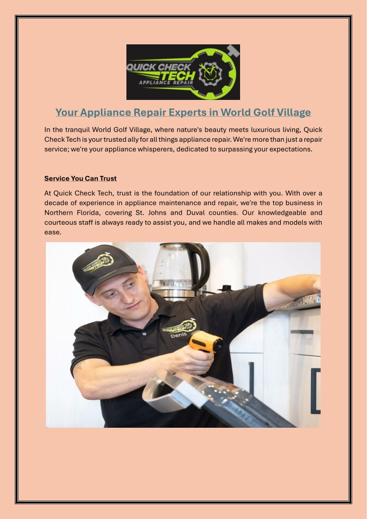 your appliance repair experts in world golf n.w