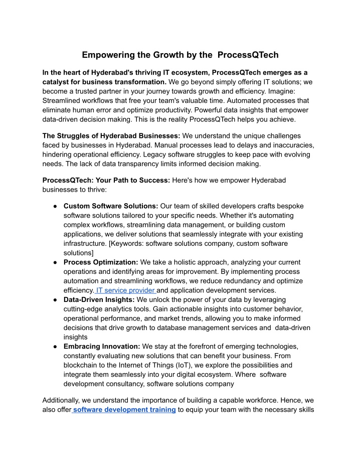 empowering the growth by the processqtech n.w