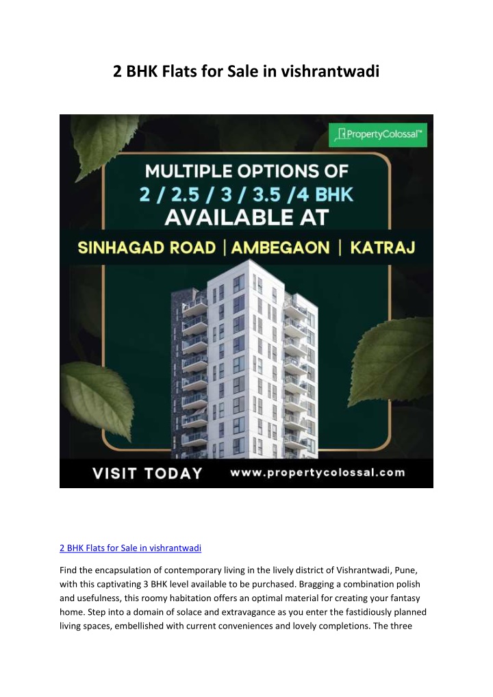 2 bhk flats for sale in vishrantwadi n.w