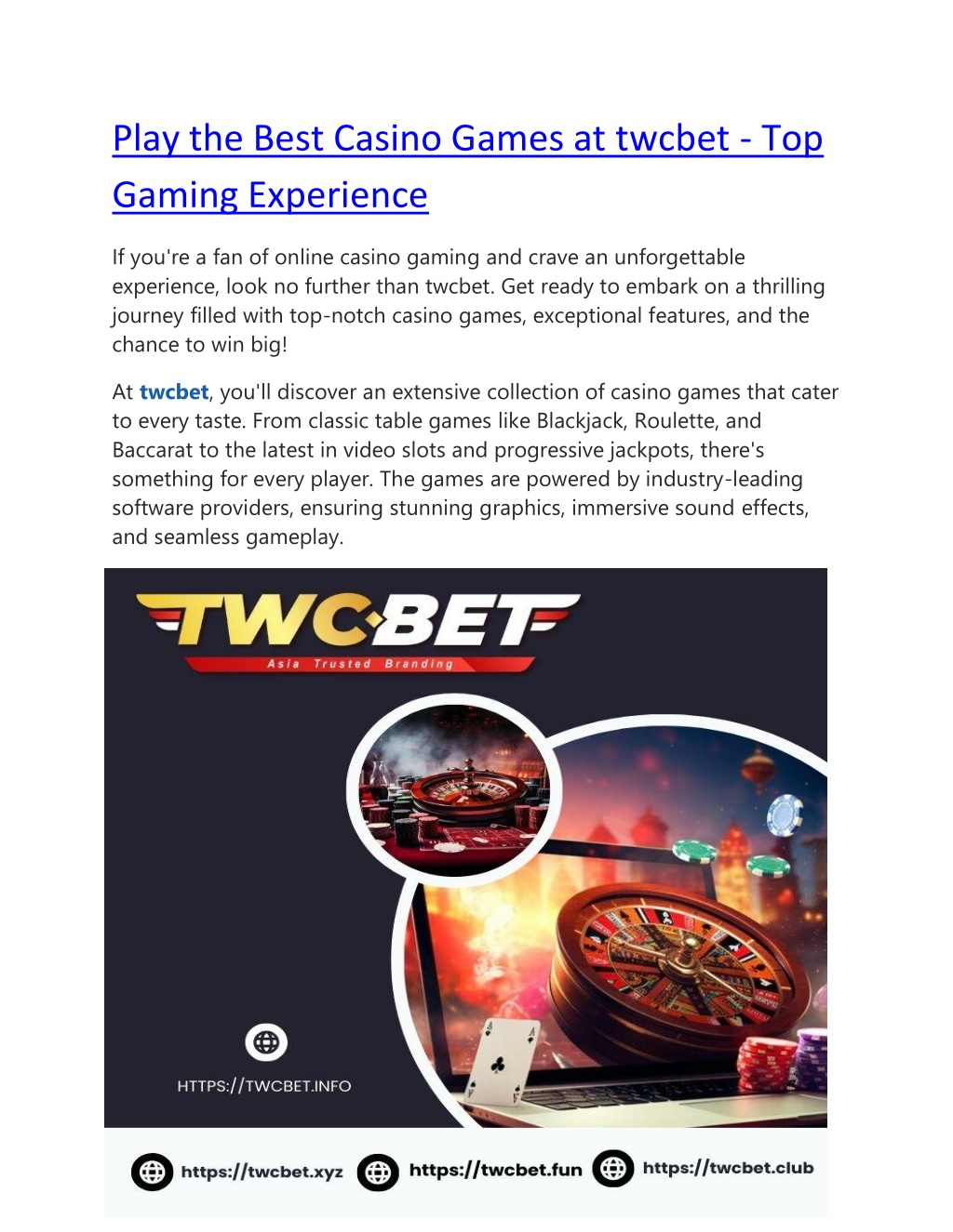 play the best casino games at twcbet top gaming l.w