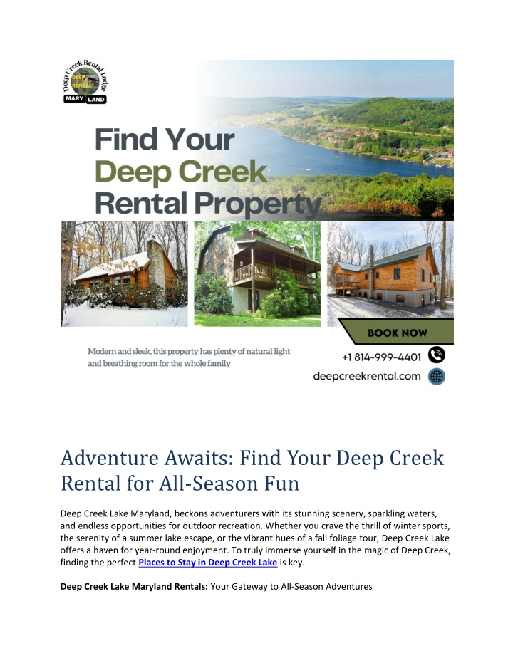 adventure awaits find your deep creek rental n.w