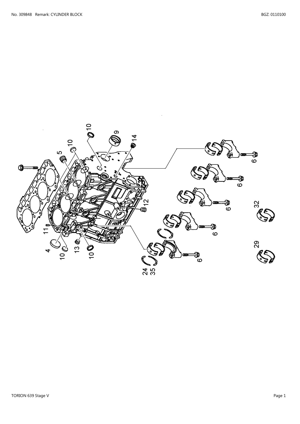 no 309848 remark cylinder block l.w