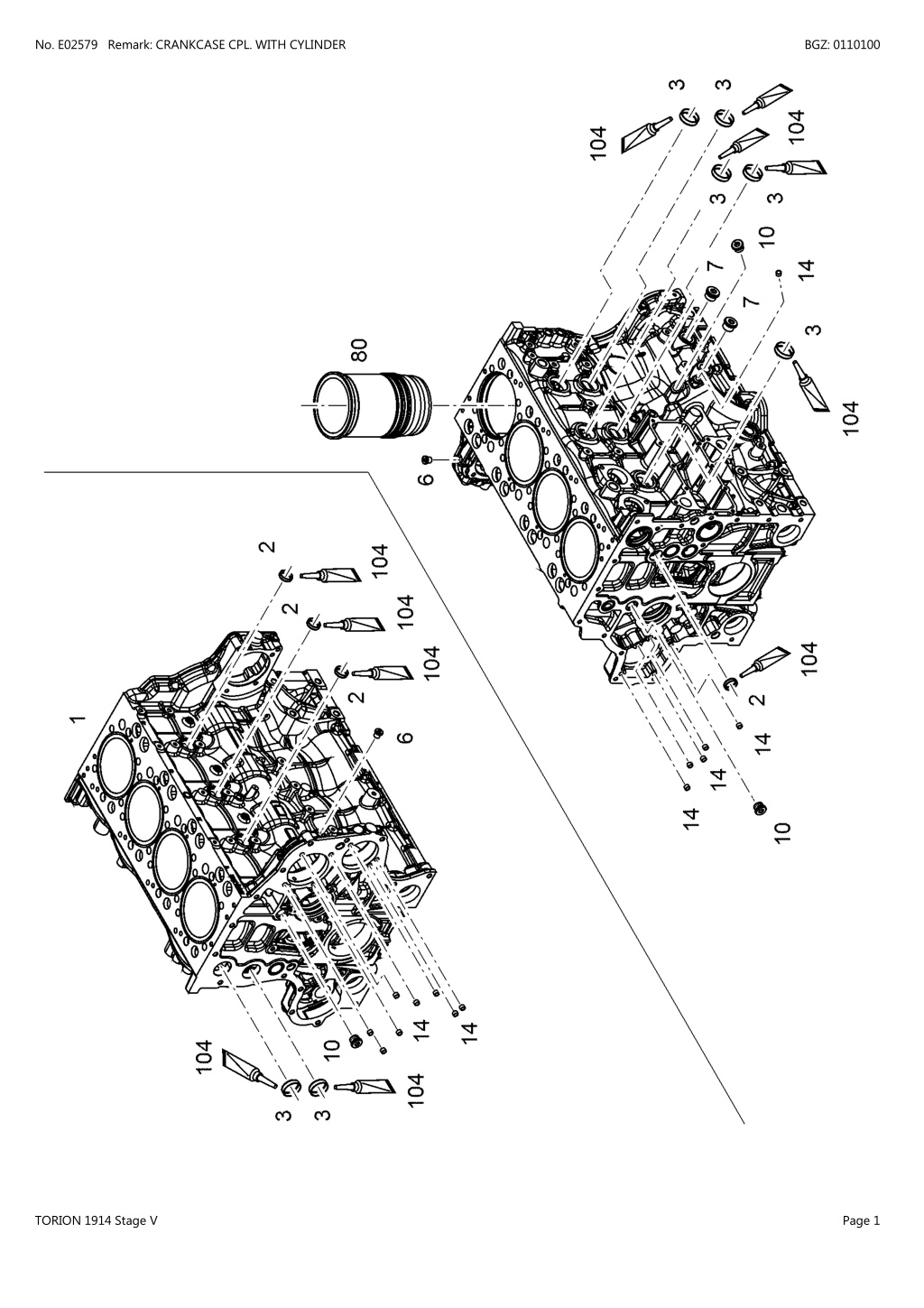 no e02579 remark crankcase cpl with cylinder l.w