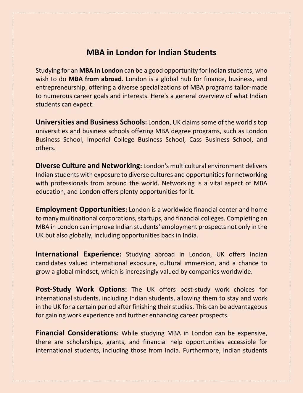 mba in london for indian students studying l.w