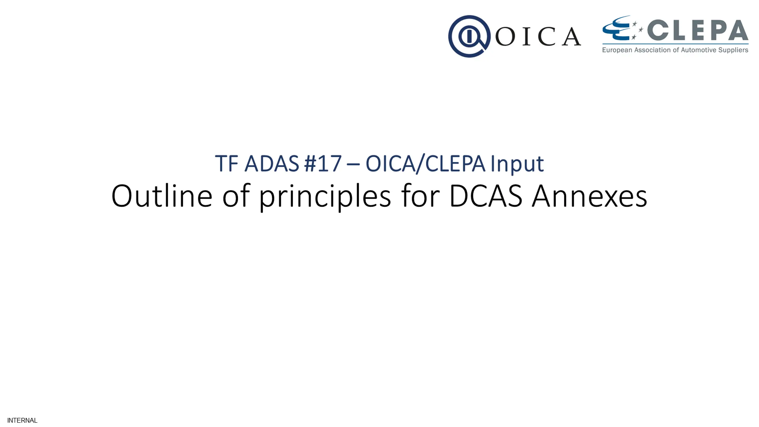 Outline of principles for DCAS Annexes