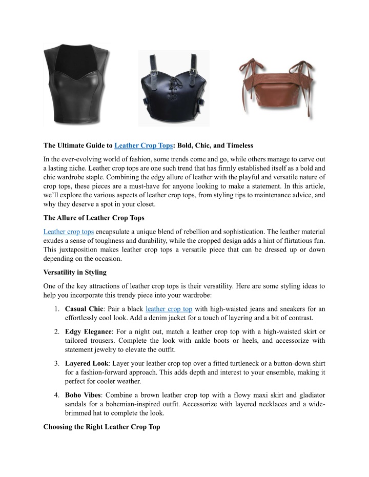 the ultimate guide to leather crop tops bold chic n.w